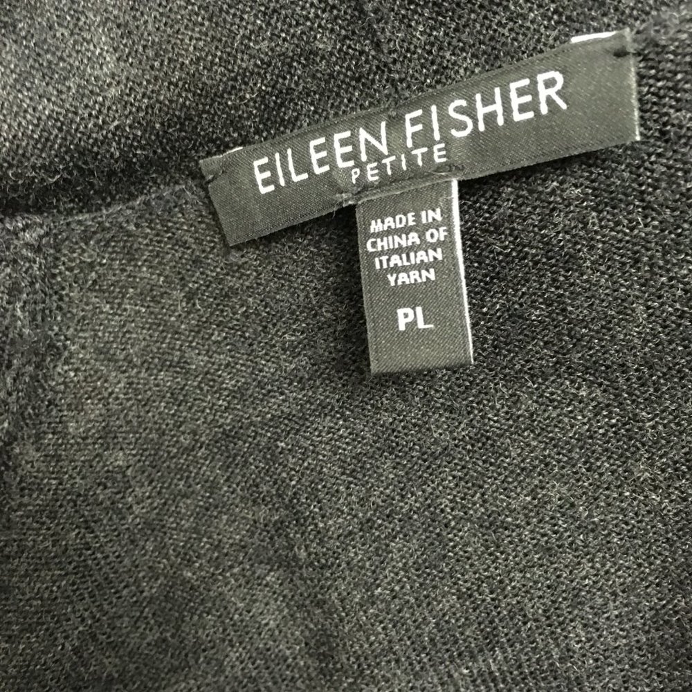 Eileen Fisher charcoal black heather merino wool cardigan open sweater duster PL - Picture 5 of 5